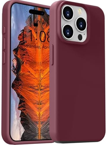 ColasGalys für handyhülle iPhone 15 Pro Hülle Premium Silikon Mikrofaserfutter Schutzhülle Anti-Fingerabdruck Kratzfest Kameraschutz Stoßfest Case für iPhone 15 Pro Weinrot