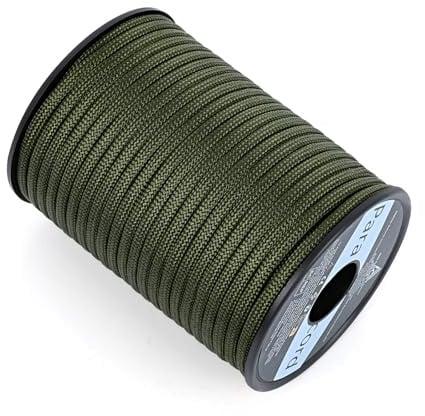 AiQInu Paracord 4mm, 30m Paracord 550 Nylon Corde Paracadutismo 9 Fili Rope, Corda Nylon 250kg Portata, Cordino Resistente per Escursionismo, Campeggio e Fai da Te, Verde Militare