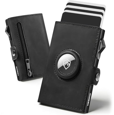 YESIIW AirTag Geldbörse Herren Echt Leder - Portemonnaie Herren AirTag mit Pop-Up Kartenetui für bis zu 10 Karten & 2 Ausweise, Smart Wallet mit RFID Schutz, für Alltag, Reise & Büro