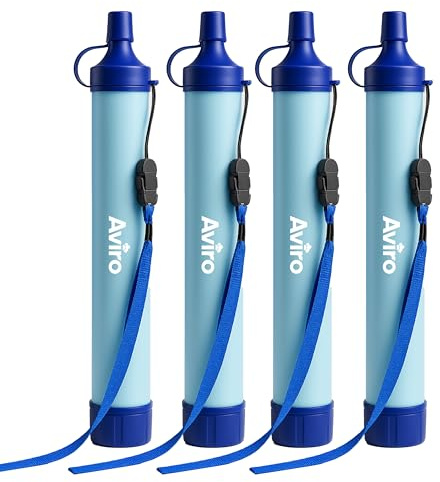 Aviro Wasserfilter – 4er-Set – Überlebens- und Wasseraufbereitungsgeräte – Wasserfiltersystem – Für Notfallausrüstung und Notfälle – 1500 l pro Filter