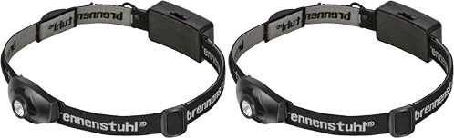 Brennenstuhl LED Kopflampe LuxPremium/leichte CREE LED Stirnlampe mit hellem Frontlicht (ideal zum Joggen, IP44, inkl. Batterien, 60m Leuchtweite, 100lm, Neigungswinkel einstellbar) (Packung mit 2)