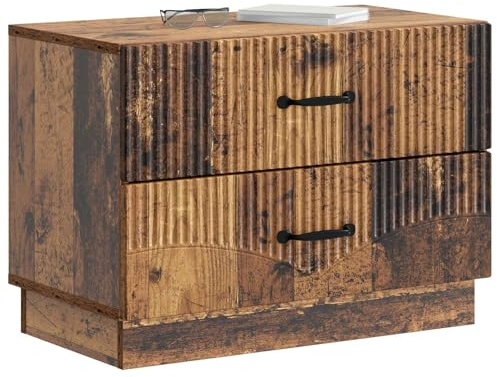 vidaXL Nachttisch Altholz 62 x 34,5 x 44,5 cm Holzwerkstoff, Eleganter Vintage-Nachttisch, rechteckiges Design mit viel Stauraum, Coole Deko für Dein Schlafzimmer