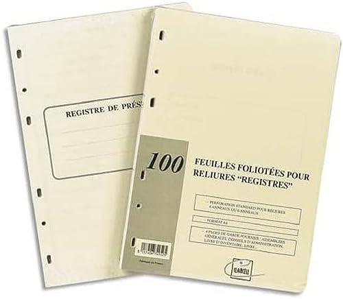 Exacompta - Réf. 46280E - 100 feuilles numérotées pour reliures juridiques Assemblées Générales, Conseils d'Administration, Livre d'Inventaire, Livre - Perforation standard 4 trous - Format A4