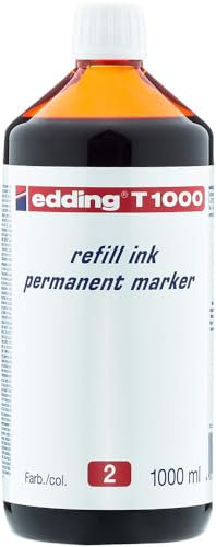 edding T 1000 refill ink Permanent Marker - rot - 1000 ml - mit Tropfenspendersystem, zum schnellen Nachfüllen fast aller edding Permanent Marker