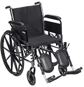 Drive Medical K318DFA-ELR Cruiser III Lightweight Folding Wheelchair with Flip Back Detachable Full Arms and Elevating Leg Rest (Black, 18 Inch, 39lbs)