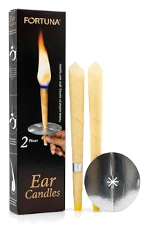Fortuna Healthcare Premium Ear Candles - 2 Pack - Natural Beeswax Cones for Deep Relaxation & Soothing Ear Care Routine, Includes Protective Discs