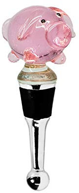 EDZARD Bottle Stopper Pig for Champagne, Wine and Sparkling Wine, Murano Glass Technique, 3,9 in high, Handcrafted