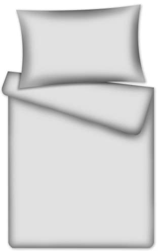 KiGATEX Kinderbettwäsche 2-TLG. 100% Baumwolle 40x60 + 100x135 cm mit Reißverschluss (Uni Grau)