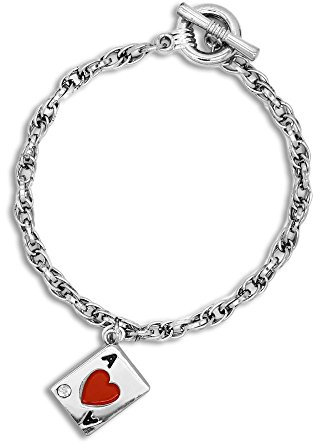 Soul-Cats Ketten Armband Bettelarmband mit Anhänger Kreuz Ass Herz Pistole silbern, Modell 2