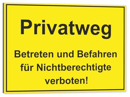 easydruck24de Hinweis-Schild Privatweg! Betreten und Befahren für Nichtberechtigte verboten! I Größe 40 x 30 cm I Warnung Vorsicht Privat gelb schwarz I hin409
