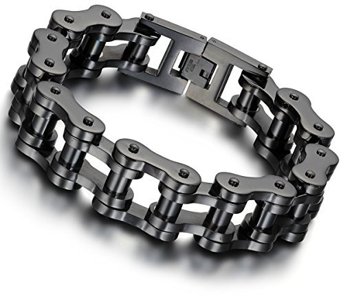 Schweres Biker-Armband aus Edelstahl für Herren von Cupimatch, 18 mm breit, 23 cm lang