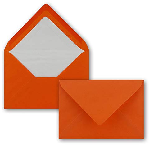25 Briefumschläge Orange - DIN C6 - gefüttert mit weißem Seidenpapier - 80 g/m² - 11,4 x 16,2 cm - Nassklebung - NEUSER PAPIER