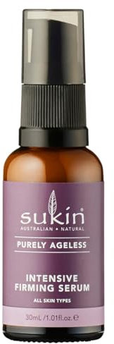 Sukin Purely Ageless intensiv straffendes Serum, 30ml, festigt und glättet die Haut sanft, mit Ribose, Akazie & Rhizobian Gum und Kakaobutter, für Gesicht, Hals und Dekolleté, vegan