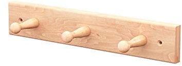 Sossai® Wandgarderobe aus Holz | Natürliche Optik - hochwertiges Buchenholz | HG1 | seidenmatt lakiert | Hakenleiste mit 3 Garderobenhaken | Breite: 31 cm