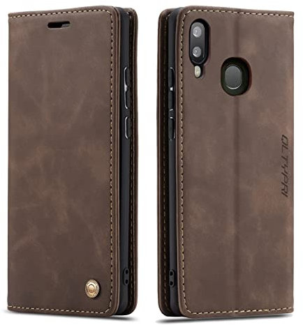 QLTYPRI Etui Coque pour Samsung Galaxy A40, Portefeuille Fentes Cartes Housse Antichoc Cuir PU Vintage Portefeuille Etui Compatible avec Samsung Galaxy A40 - Café