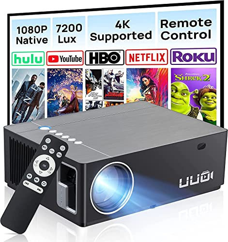 UUO 4K Support Projector 7200 Lux LED 1080P Native HD Video Mini Projector, 300 Display ±50° Digital Keystone, Compatible with TV Stick,PS4,X-Box,Laptop,iPhone Android for Home Theatre