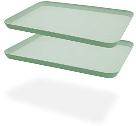 2 bandejas decorativas irrompibles para servir, ideal para cena, bandeja de té, bandeja de cama, bandeja de bar, bandeja de desayuno, bandeja de comida (verde)