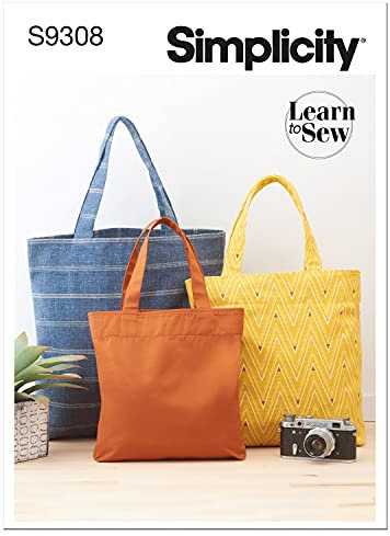 Simplicity Ungefütterte Tragetasche, Code 9308 Schnittmuster, Einheitsgröße, Weiß