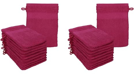 Betz 20 Stück Waschhandschuhe Palermo 100% Baumwolle Waschlappen Set Größe 16x21 cm Farbe Cranberry