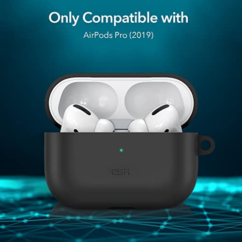 ESR HaloLock weiche Hülle kompatibel mit AirPods Pro 2019, unterstützt magnetisches Laden, Sturzschutz, praktische Öffnung, sichtbare Statusleuchte, Schwarz