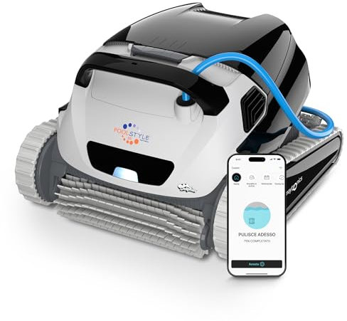 Dolphin Poolstyle 50i Robot limpiafondos automático para Piscinas enterradas de 15m, Accesorios Piscina - Limpieza de Fondo, Paredes y línea de flotación - Control por la App