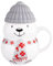Altom Design Weihnachtsbecher Weihnachtstasse mit Gummi-Deckel 300 ml aus Porzellan für Kinder (Bär)