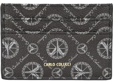 Carlo Colucci Schmales Kartenetui mit Logoprint Schwarz OS