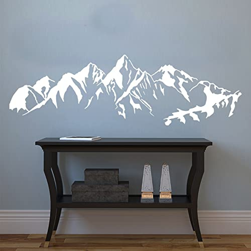 Chaîne de montagnes Karakoram Montagnes Sticker Paysage Décoration d'intérieur pour Salon Chambre Stickers Muraux Papier Peint Intérieur,No.2 Blanc,138x42cm