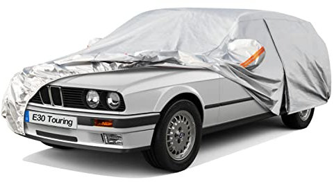 Kayme Autoabdeckung Wasserdicht Atmungsaktiv Passend für BMW 3er Touring E30(1987-1994), Vollgarage Autoplane für Regen Sonne Staub Schutz, Auto Abdeckplane Faltgarage Abdeckung(3-7 Tage liefern)