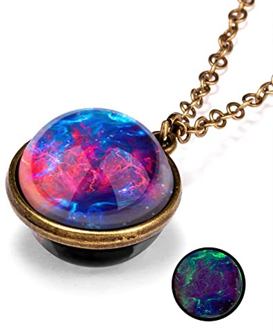 ROMIDA Personalisierte Halskette für Männer/Frauen, Paar-/Freundschaftskette Kosmische leuchtende Vintage Anhänger Halskette Geschenke für Frauen S925 Sterling Silber Halskette Muttertagsgeschenk
