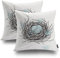 Shrahala Blau Grau Tier Vögel Nest Dekorative Wurfkissenbezug, Weiß Niedliche Rotkehlchen Eier Kissenbezug Mischung Doppelseitig Keine Einsätze für Schlafzimmer Wohnzimmer Set von 2 (55,9 x 55,9 cm)