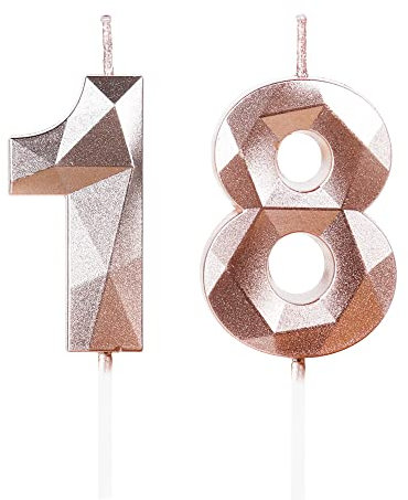 Yiran Geburtstagskerzen Zahlen 18, 5cm Roségold Geburtstagskerzen, Kerzen Geburtstag, Geburtstag Kerzen, Tortendeko Geburtstag, Kuchendeko Geburtstag, Geburtstagskerzen für Geburtstagsdeko, Nummer 18