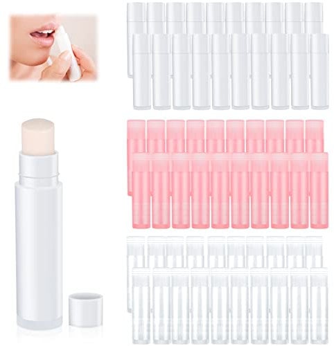Leer Lippenstift 60 Stück Lippenstifthülsen zum Selbst Befüllen,Lippenstift Tubes, 5ML Leer Lippenbalsam Behälter mit Kappe, Kunststoff Leer Lippenpflegestift Behälter für DIY