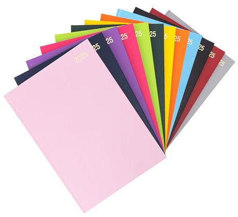 Jahresplaner 2025, A4, 1 Seite pro Tag, fester Einband, kompletter Jahresplaner, Terminkalender, Rosa (in englischer Sprache)