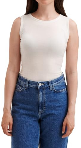 Dilling Damen Tanktop mit Pointelle-Struktur aus Merinowolle & Seide – 70% Bio-Wolle, 30% Seide – Natürlich Elegant & Weich
