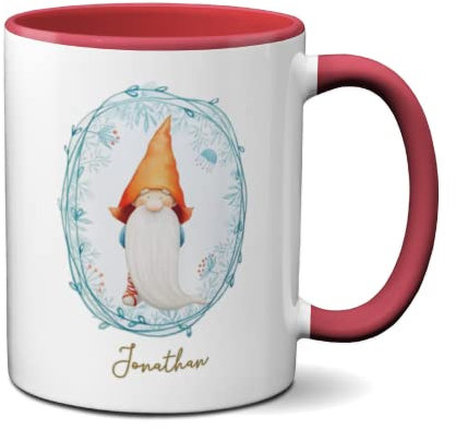 Namens-Tasse mit Weihnachts-Motiv Wichtelmännchen Kaffeebecher Punschbecher praktisches Geschenke Frau Mann (Wichtel-Rot)