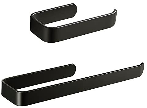 Matte Black Paper Towel Holder per Cucina Bagno Toilette Paper Holder Auto Adesivo Accessori Bagno Set
