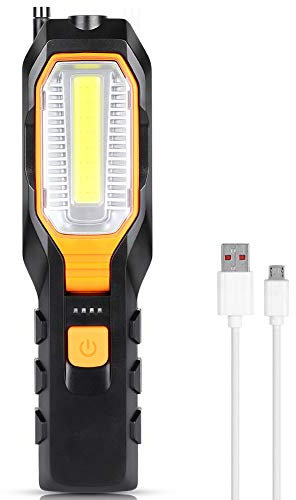 Luce Da Lavoro Ricaricabile, Torcia Pieghevole, Torcia Con Base Magnetica E Ganci, Luce Di Ispezione Magnetica A Led, Testa Ruotabile Di 90 Gradi, Luce Da Lavoro Per Campeggio, Casa, Blu