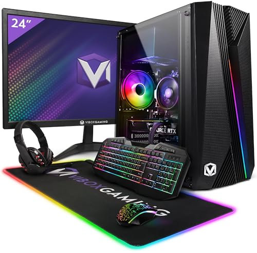 VIBOX V-112 PC Gamer Complet • 24 Écran • AMD Ryzen 5 4500 4,1 GHz • Nvidia RTX 4060 OC 8 Go • 16 Go RAM • 1 to SSD • Windows 11 • WiFi