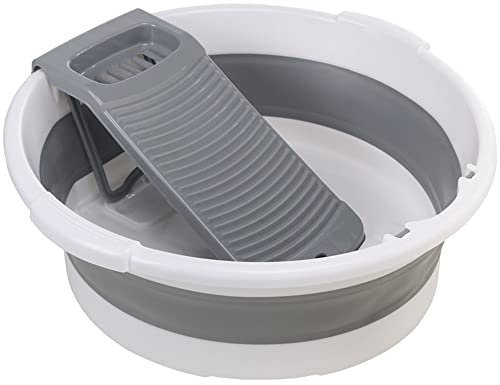 YGMXZL Bacinella pieghevole bucato con asse per lavare,Cesto portabiancheria pieghevole in plastica Per lavanderia manuale,salvaspazio,Adatto per la casa e il campeggio (Grigio)