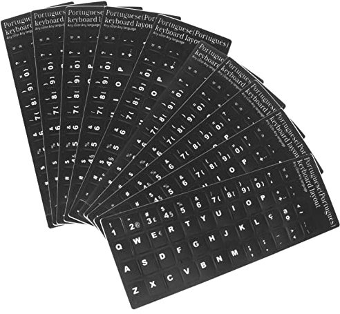 Mikikit 10stücke Teiliges Tastaturaufkleber Für Fremdsprachen Schwarzer Hintergrund Mit Weißer Schrift Universelle Tastaturfolie Für Computerzubehör Für Sprachkommunikation Lernen