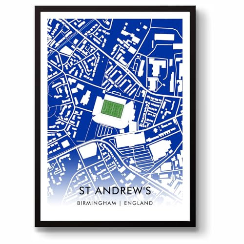 GroundDesigns Birmingham City FC Fußball-Geschenk, Stadion, Kunstdruck, Blau