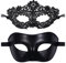 JewelryWe Maskerade Maske Paar Venezianische Maske - 2 Stück Schwarz Blumenmuster Spitze Maske Sexy Augenmaske Gesichtsmaske Halbes Gesicht Kostüm für Halloween Karneval Party Damen Herren