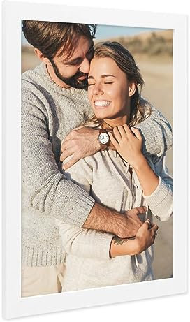 PHOTOLINI Bilderrahmen A3 Weiß Holz MDF, A3 Bilderrahmen 30x42 breit, Rahmen DINA3 mit Acrylglas, Picture Frame 42 x 30 zum Aufhängen, Frame DIN A 3 42x30 mit Zubehör für Deine Wandideen