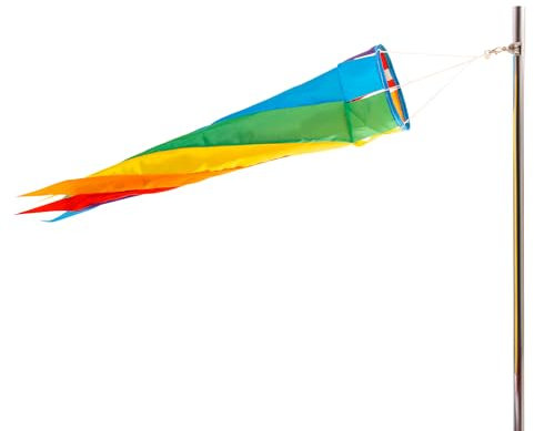 PHENO Flags Manica a Vento Arcobaleno, 95 cm - Decorazione Colorata per Esterni da Giardino - Bandiera a Vento per L'Asta della Bandiera, campanelli eolici e Maniche a Vento