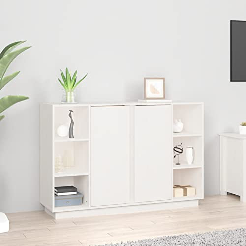 BaraSh Sideboard Kommode Weiß TüRen Sideboard Flur Schmal Eckkommode 120x35x80 cm Massivholz Kiefer