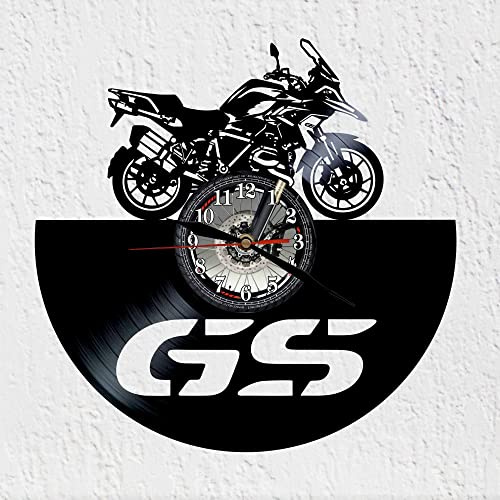 VINY WOODY Moto GS Schallplattenuhr aus Vinyl, Wanddekoration, Motorrad, Geländewagen