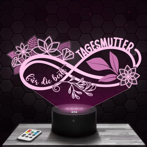 Lampephoto.fr - Personalisierte Unendlichkeitszeichen Tagesmutter Lampe | Made in France, Sockel & Größe wählbar, dimmbar, Batterie/USB, HD-Lasergravur, Geschenk für Sie & Ihn