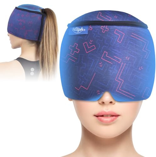 Migraña Gorro de Gel - 360°Gorro Migraña Frio Reutilizable de Compresas Frias y Calientes, Antifaz Migraña para Aliviar la Tensión en Cabeza y Ojos, Aliviar la Tensión y Dolore de Cabeza