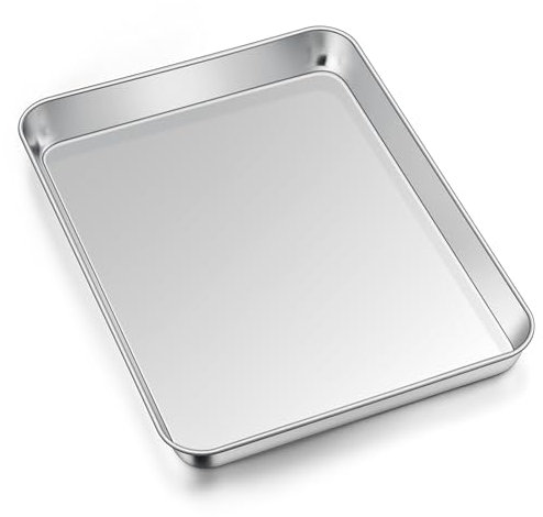Stainless Steel Baking Tray, Homikit Rectangle Sheet Pan for Cookie Flapjack Pizza, 31.4x24.6x2.5cm Ideal for Roasting Serving Cooking, Healthy & Heavy-Duty, Easy Clean & Dishwasher Safe